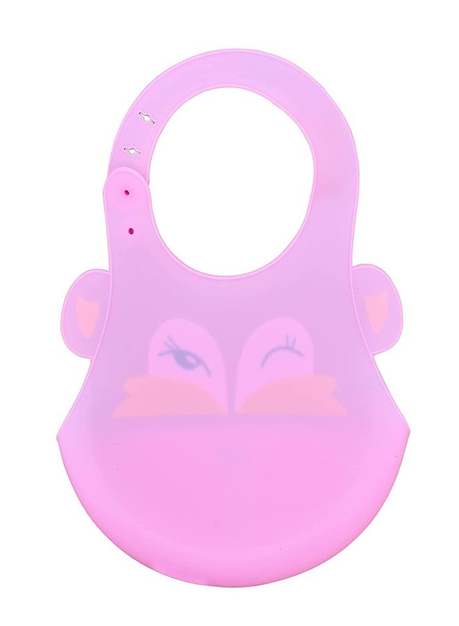 Aplam Chaplam Silicone Feeding Bib with Adjustable Strap, Waterproof, Easy to wash, Stain Proof | BPA Free/Soft Material Bibs with Tray/Food Catcher (Pink) - Image 3