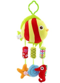 SYOSI Baby Hanging Rattle Toys Animal Plush Ring Soft, Car Seat Stroller Toys Newborn Crib Bed Around with Wind Bell, Sound, Handle for 0-3 Years Old (Fish)  - Image 5