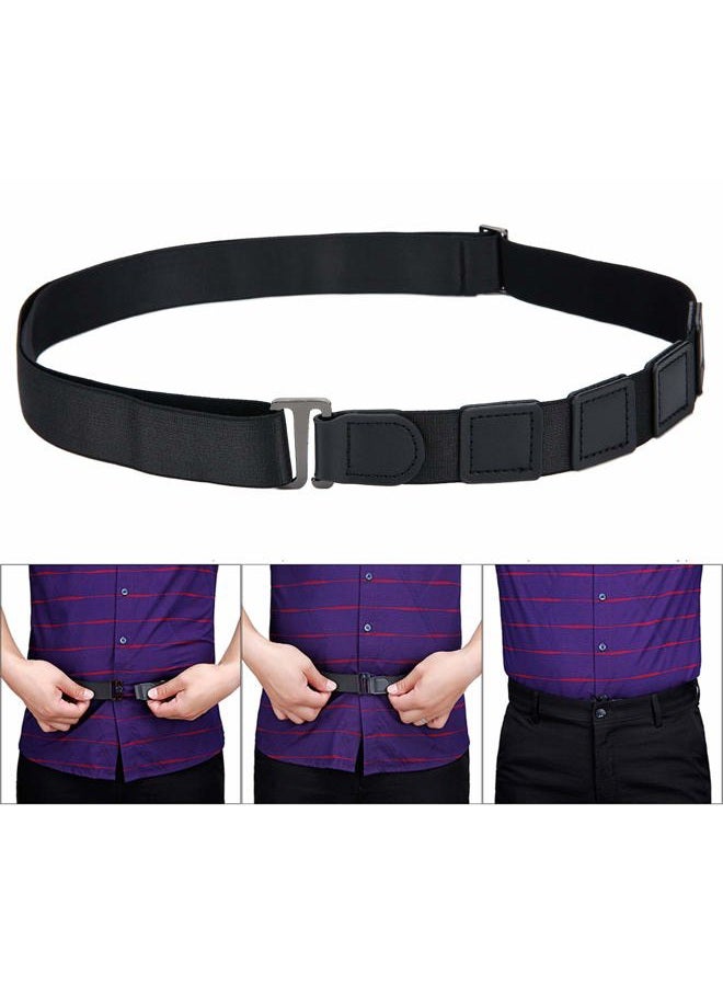 Kedofe Men Shirt Stays Shirt Lock Belt Adjustable Elastic Shirt Holder Keeps Shirt Tucked In For Police Military (Black) - Image 2