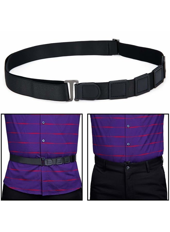 Kedofe Men Shirt Stays Shirt Lock Belt Adjustable Elastic Shirt Holder Keeps Shirt Tucked In For Police Military (Black) - Image 1