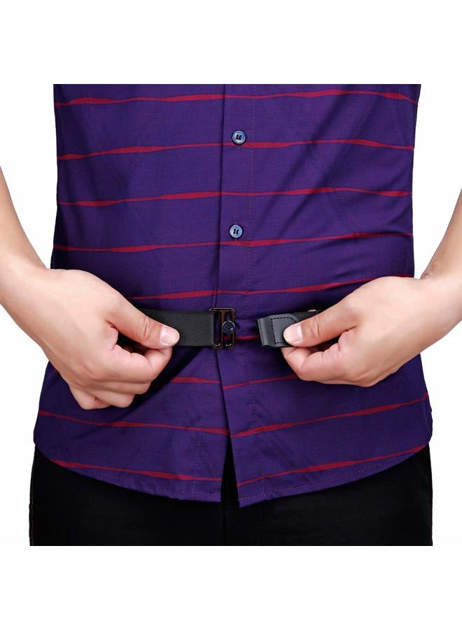 Kedofe Men Shirt Stays Shirt Lock Belt Adjustable Elastic Shirt Holder Keeps Shirt Tucked In For Police Military (Black) - Image 3