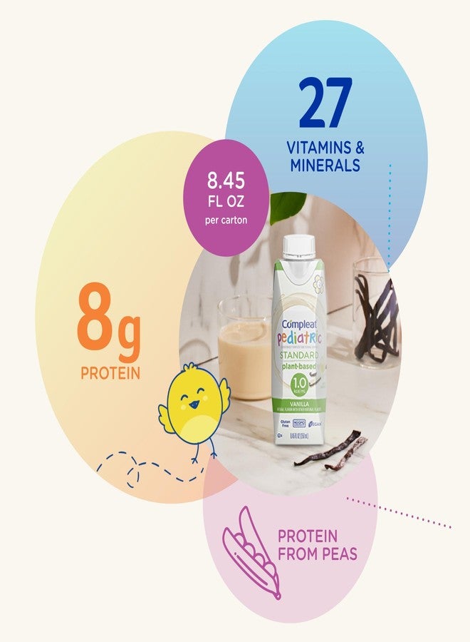 Compleat Pediatric Standard 1.0 Plant-Based Vanilla Nutrition Shake, 8g of Protein, 27 Vitamins & Minerals - Vegan Tube Feeding Formula, 8.45 Fl Oz (Pack of 12) - Image 2
