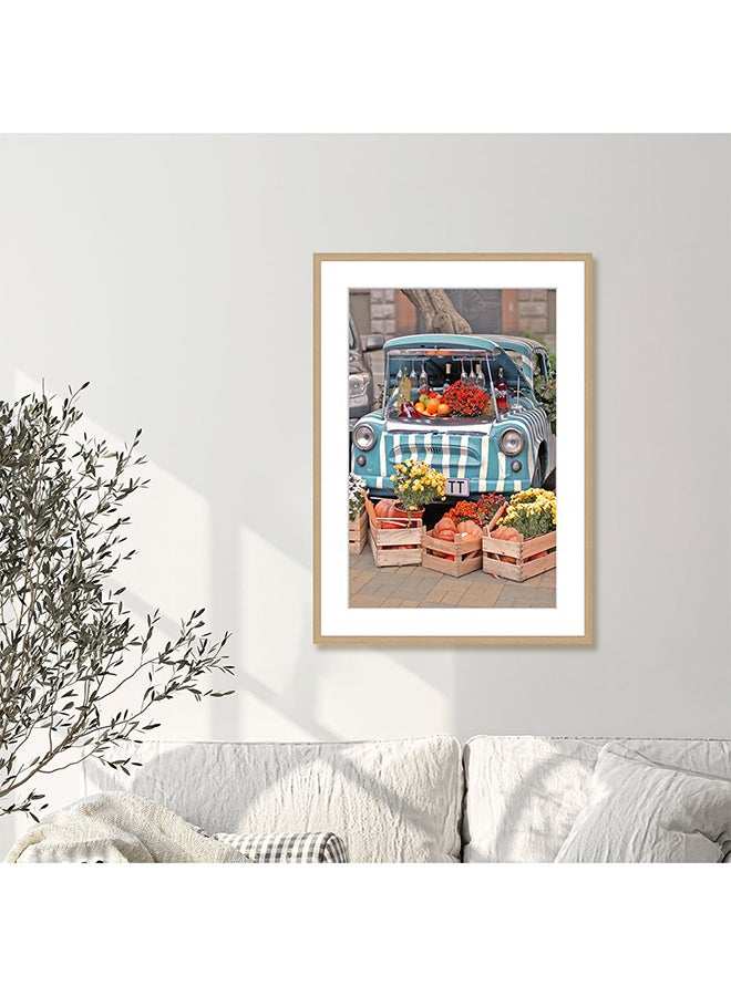 DANUBE HOME Latin Car Flower Shop in Sicily Wall Art with Glass Frame – Charming Scenic Framed Print for Living Room, Bedroom & Office – Modern Home Décor, Ready to Hang & Perfect Gift Idea 50X70Cm  - Image 3