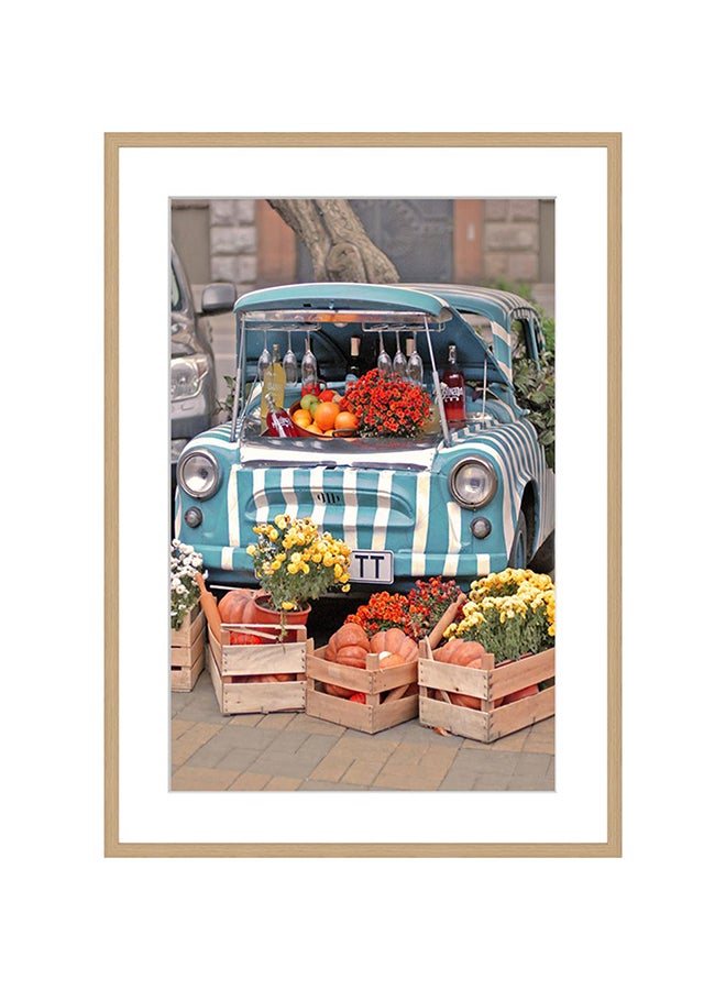 DANUBE HOME Latin Car Flower Shop in Sicily Wall Art with Glass Frame – Charming Scenic Framed Print for Living Room, Bedroom & Office – Modern Home Décor, Ready to Hang & Perfect Gift Idea 50X70Cm  - Image 2