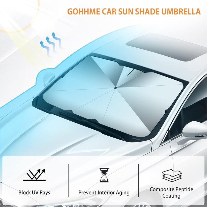 GOHHME Car Front Windshield Sun Shade Umbrella - 2023 Upgraded 360° Rotation Foldable Sunshade Cover - Image 4
