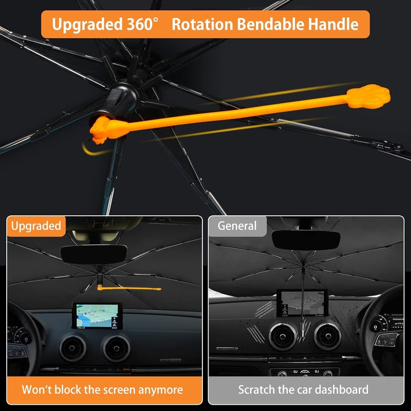 GOHHME Car Front Windshield Sun Shade Umbrella - 2023 Upgraded 360° Rotation Foldable Sunshade Cover - Image 2