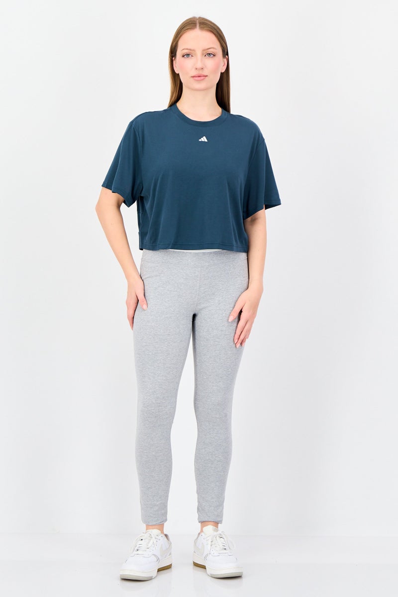 Adidas Women Loose Fit Short Sleeve Outdoor Crop Top, Teal Green - Image 4