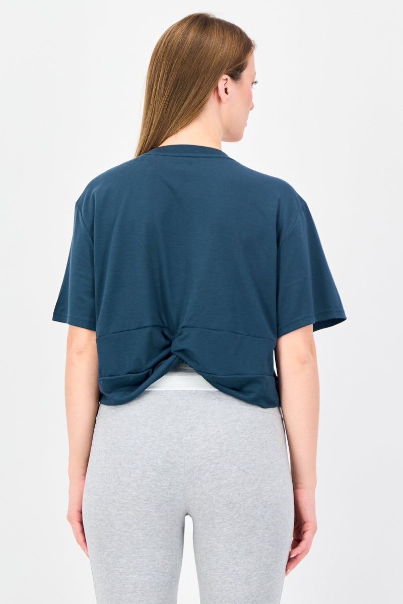 Adidas Women Loose Fit Short Sleeve Outdoor Crop Top, Teal Green - Image 3