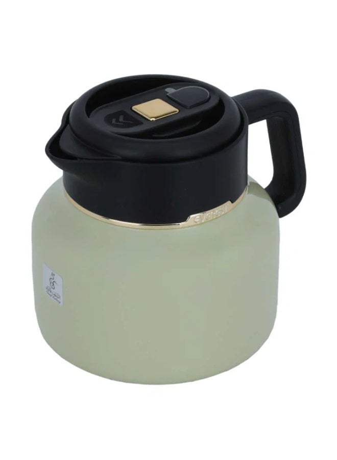 Everest thermos, 1 liter, digital screen, steel inner case, steel outer case - black light green - Image 2