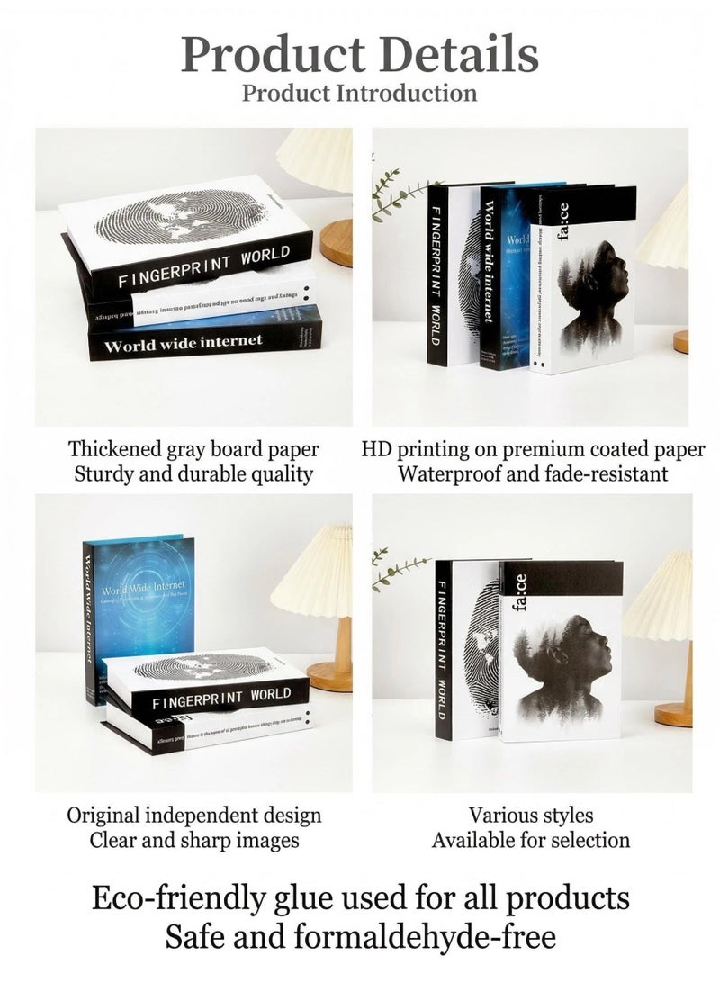 NIBEMINENT 3 Pcs Decorative Faux Books for Home Decor – Modern Fake Books for Coffee Table, Bookshelf & Bedroom, Stacked Book Set for Aesthetic Decor - Image 4