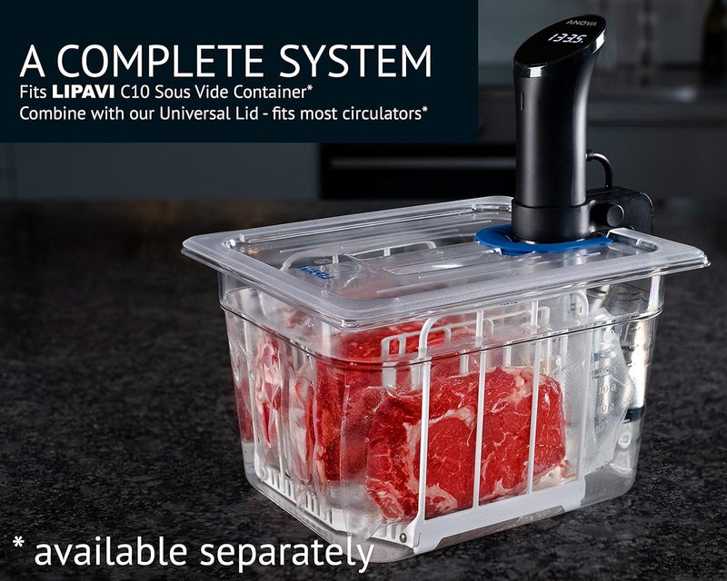 LIPAVI N10X Sous Vide Rack with Anti Float - fits C10 and other 12qt containers - Adjustable, Collapsible, Ensures Even Warming - White Polycarbonate, Stainless steel weights - Image 4