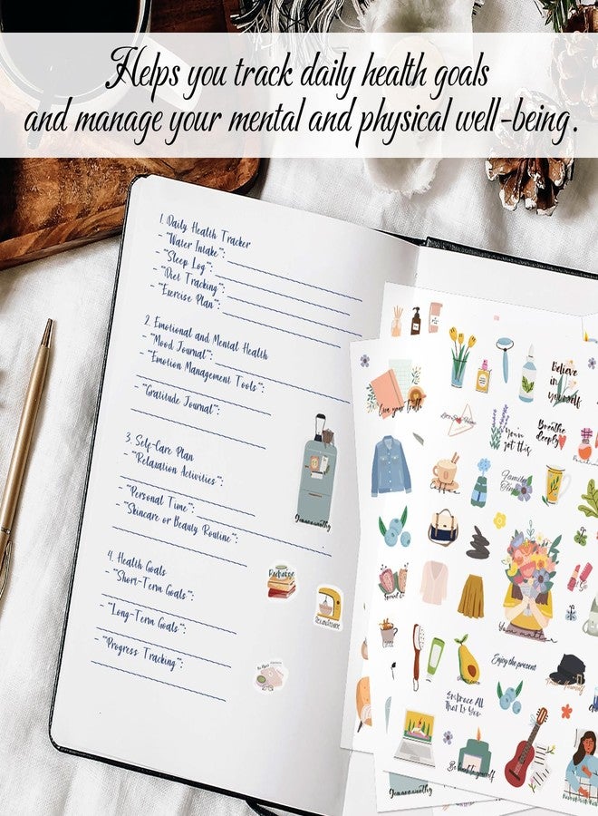 BIROYAL Scrapbook Stickers - 9 Sheets / 484+ Planner Stickers - Relaxation Themed Illustrations for Mental Health - Scrapbooking Self Care Stickers - Image 2