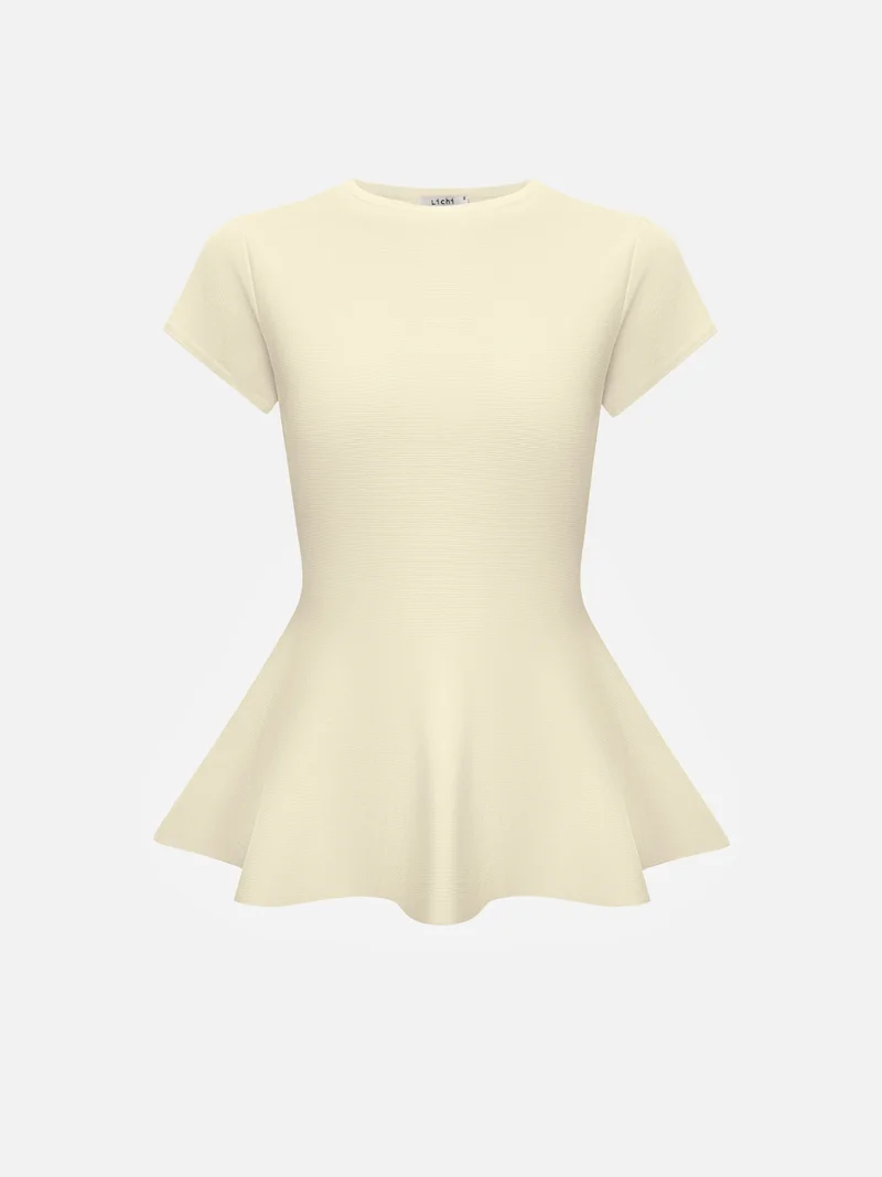Lichi Viscose top with short sleeves and peplum at the waist