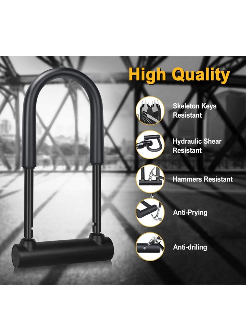 SYOSI Bike U Lock, HeavyDuty Anti Theft Secure Combination Bike U Lock with16mm Shackle 5.9ft Length Security Cable Keys and Sturdy Mounting Bracket for Bicycle Motorcycle and More (Black Steel Wire) - Image 2