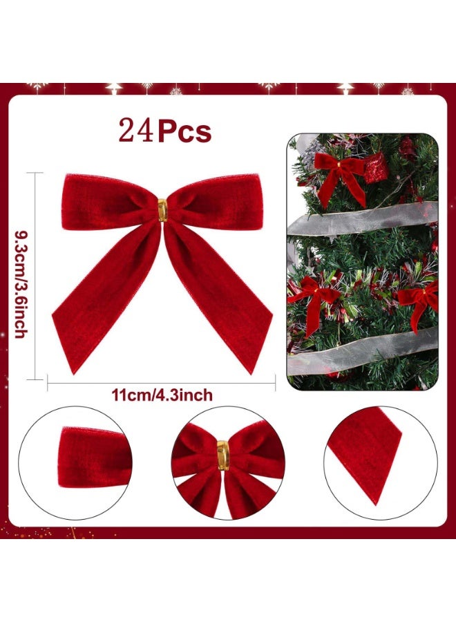 أوشيما 24 قطعة من رباطات عيد الميلاد الحمراء، زخرفة شجرة عيد الميلاد يدوية، رباطات تعليق شجرة عيد الميلاد، رباط مُلَوّن بأسلوب عتيقة كهدية لزينة شجرة عيد الميلاد، زينة منزلية للحفلات الزفاف والمنزل الداخلي - Image 2