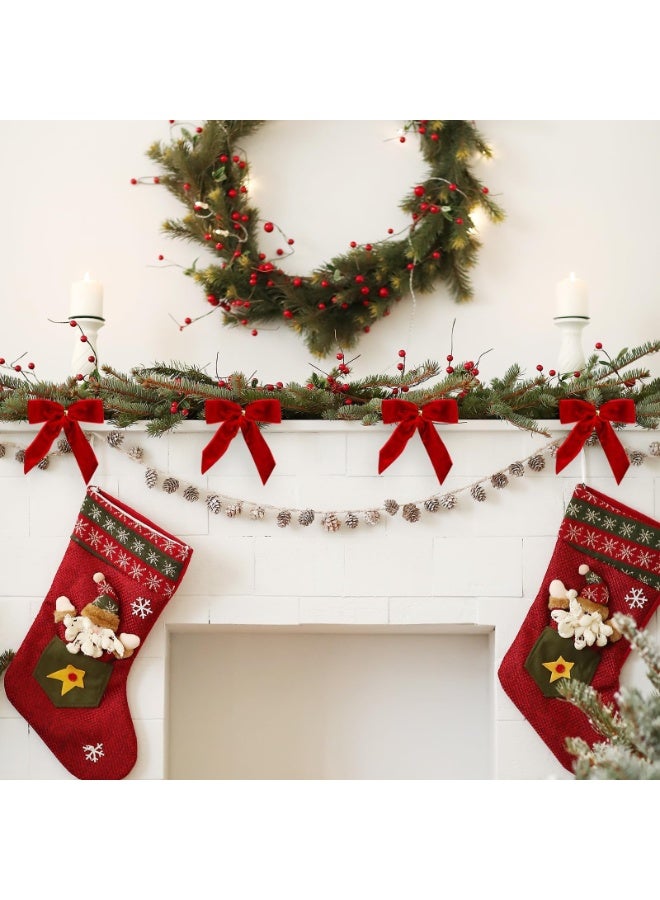 أوشيما 24 قطعة من رباطات عيد الميلاد الحمراء، زخرفة شجرة عيد الميلاد يدوية، رباطات تعليق شجرة عيد الميلاد، رباط مُلَوّن بأسلوب عتيقة كهدية لزينة شجرة عيد الميلاد، زينة منزلية للحفلات الزفاف والمنزل الداخلي - Image 5