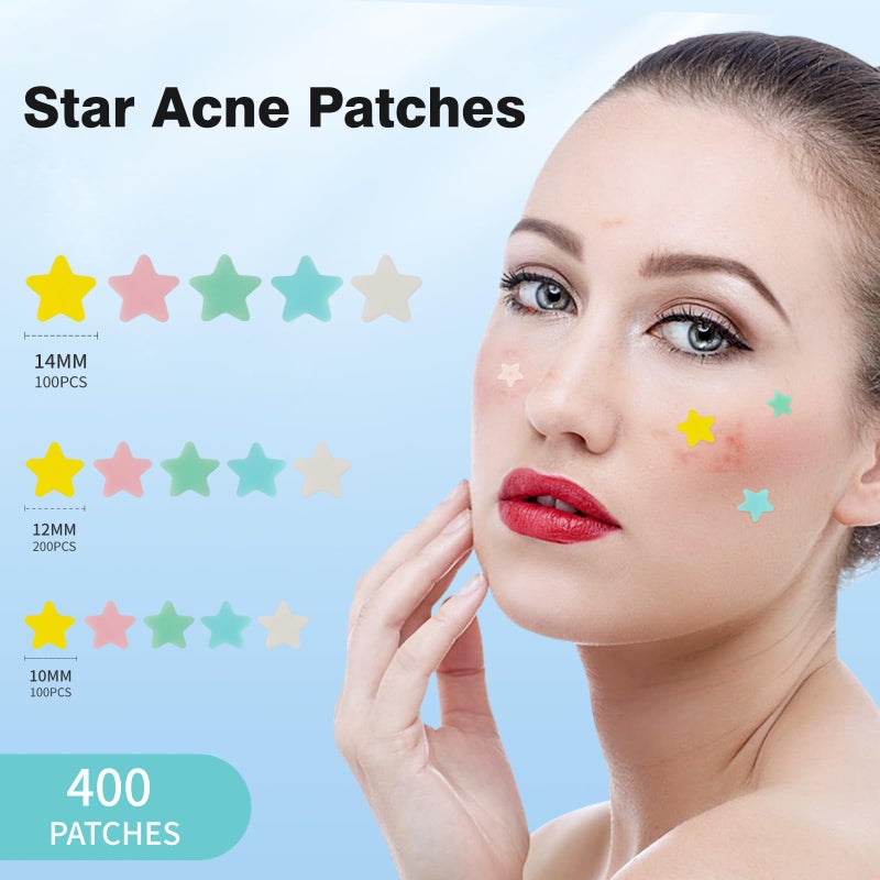 QUSTERE Pimple Patches for Face, Hydrocolloid Acne Patches, Cute Star Zit Covers, Colorful Spot Stickers with Tea Tree, Salicylic Acid & Cica Oil| 3 Sizes (10mm, 12mm & 14mm) |400 Count - Image 3