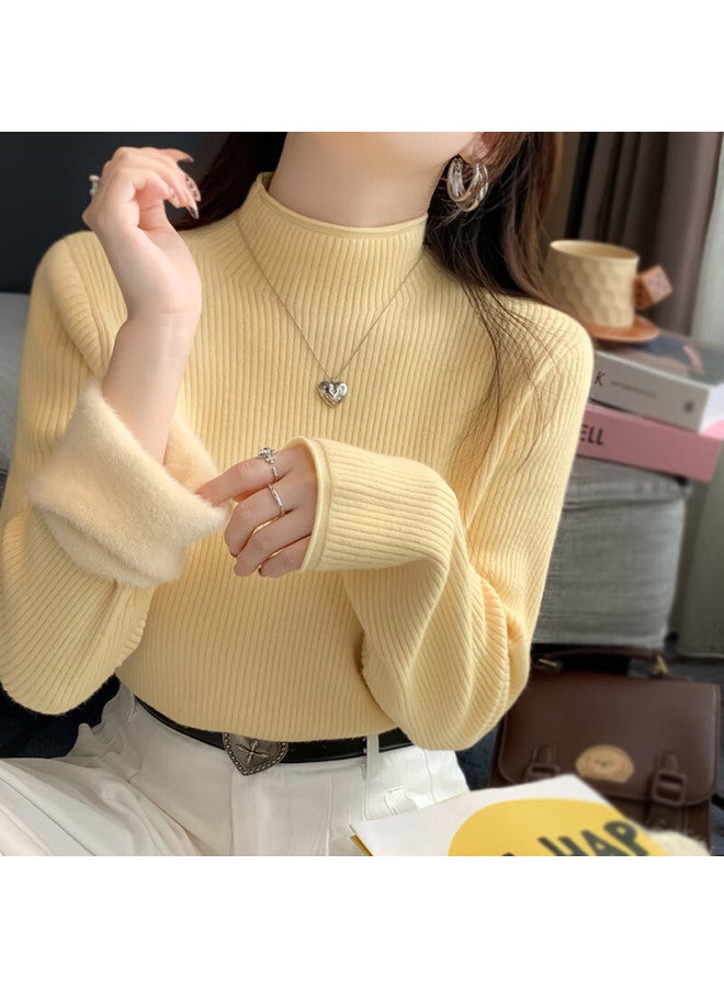 Yuzhaolin Women's Fleece Lined Knitted Sweater Thickened Winter Base Layer 2025 Autumn Winter New Outerwear Top - Image 2