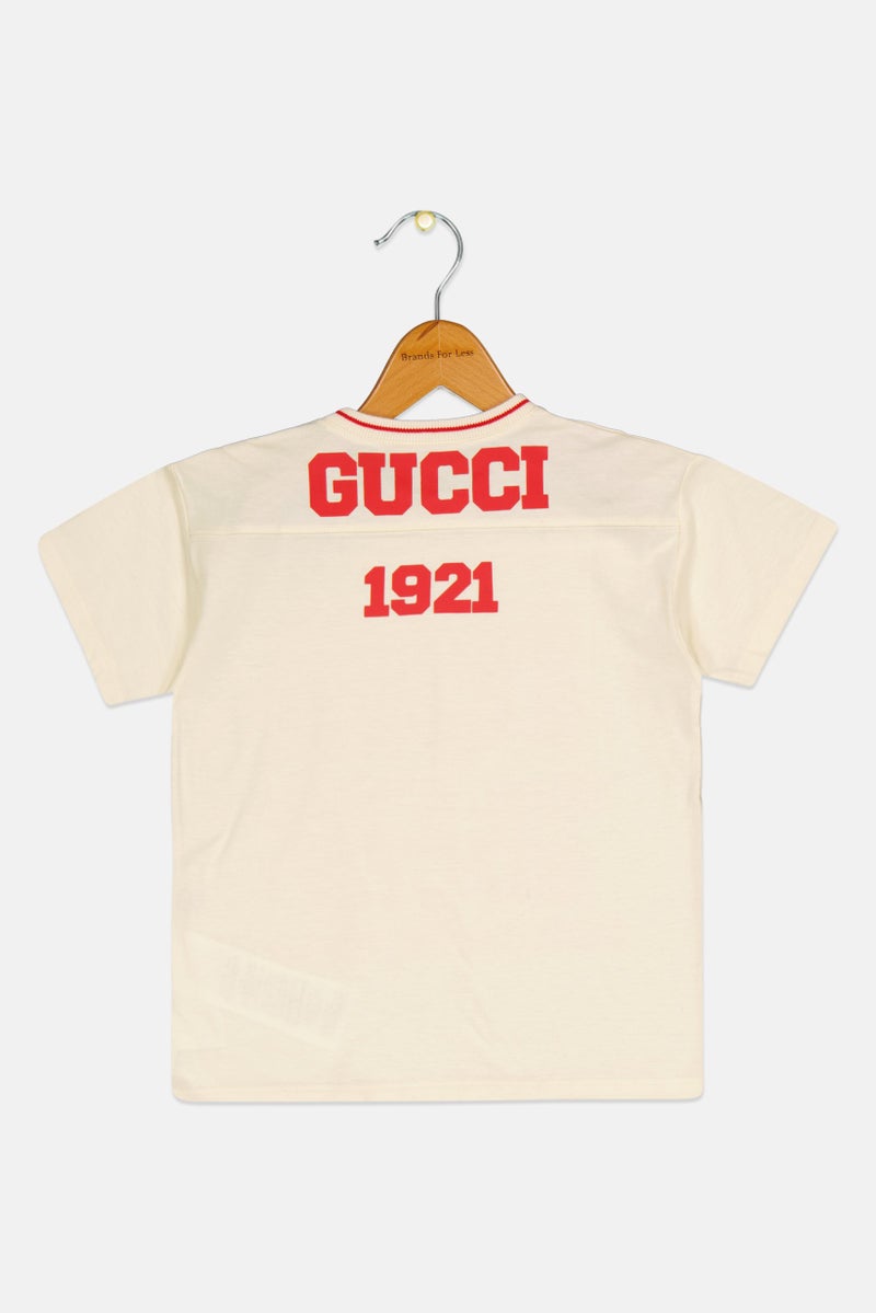 GUCCI Toddlers Boy Crew Neck Short Sleeve Graphic Print T-Shirt, Cream  - Image 2