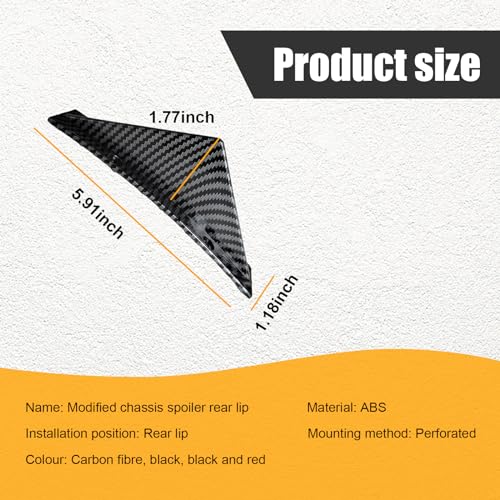Augeny 4PCS Car Rear Lower Bumper Wing Lip Diffuser AntiCrash Curved Shape Auto Shark Fin Spoiler Protector with Screws Universal Rear Bumper Lip Diffuser Kit for Car SUV CurvedCarbon Fiber - Image 3