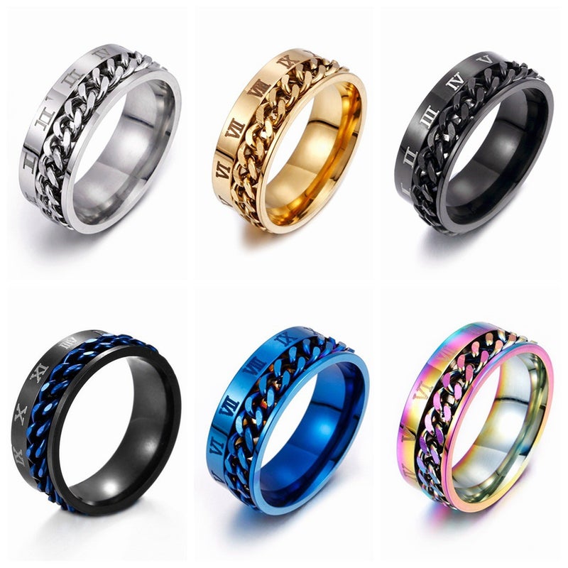 Men'S Rotating Chain Ring In Titanium Steel With Geometric Design, A Stylish Ring Suitable For Both Men And Women. - Image 3