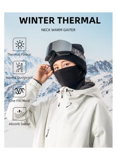 SYOSI Winter Neck Warmer Gaiter Fleece Cycling Outdoor Windproof Face Cover Scarf Cold Weather Half Balaclava Warm Ski Mask Bicycle Headscarf Riding Headgear Covering for Men Women Black Size M  - Image 2