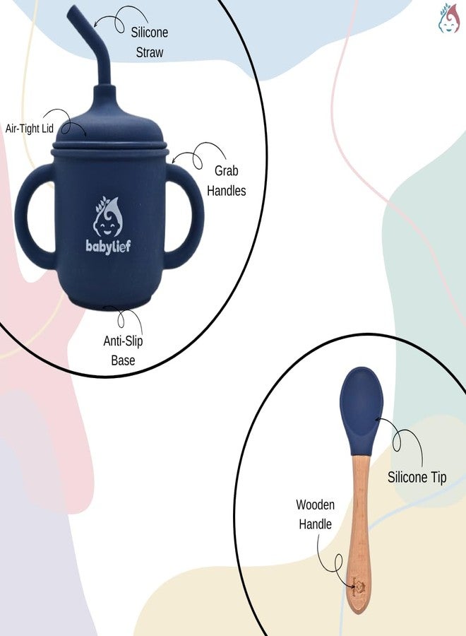 Babylief 4 piece Silicone Baby Feeding Set (NAVY) - Image 4