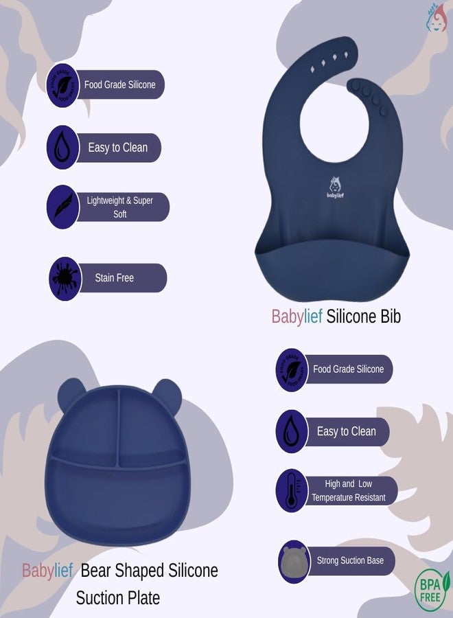 Babylief 4 piece Silicone Baby Feeding Set (NAVY) - Image 3