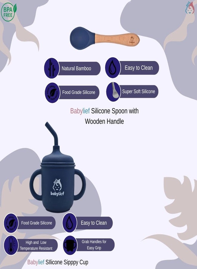 Babylief 4 piece Silicone Baby Feeding Set (NAVY) - Image 5