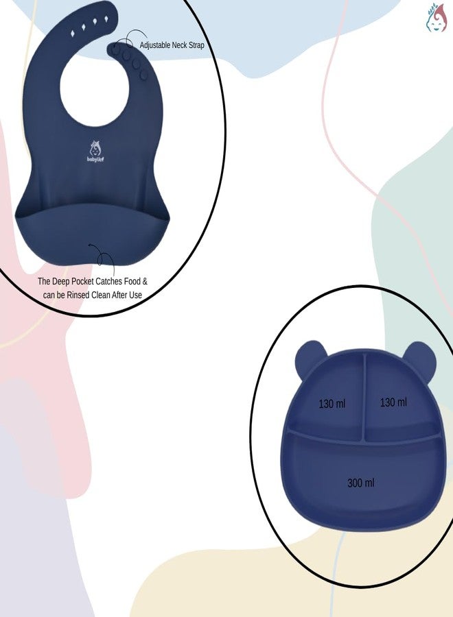 Babylief 4 piece Silicone Baby Feeding Set (NAVY) - Image 2