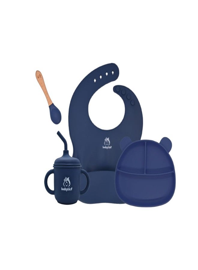Babylief 4 piece Silicone Baby Feeding Set (NAVY) - Image 1