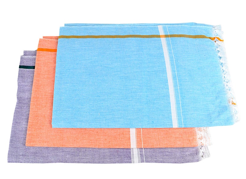 Sathiyas Sunrise Soft Cotton Bath Towel (Purple/Blue) Pack of 3 - Image 5