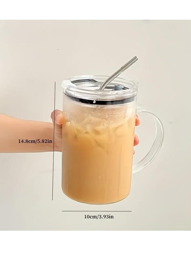 1000ml Glass Water Cup Borosilicate Glass Large Cup with Lid and Straw, Drinking Cup for Home and Office Use for All Hot and Cold Drinks, Tea, Coffee and Iced Drinks