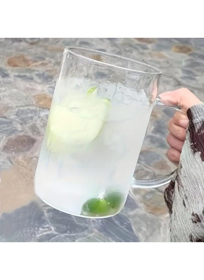 1000ml Glass Water Cup Borosilicate Glass Large Cup with Lid and Straw, Drinking Cup for Home and Office Use for All Hot and Cold Drinks, Tea, Coffee and Iced Drinks
