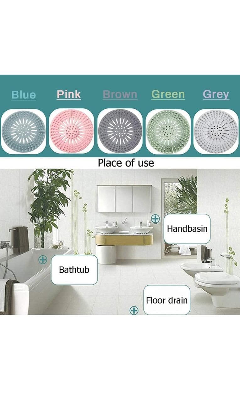 MITNIK Trendy Silicone Hair Catcher Drain Cover for Shower Kitchen Sink Drain Filter Strainer Stopper (Pack of 2) - Image 4