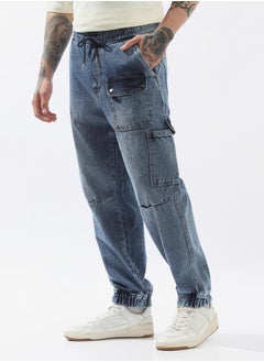 Hubberholme Men Comfort Relaxed Fit Mid-Rise Cargo Jogger Jeans  - Image 3