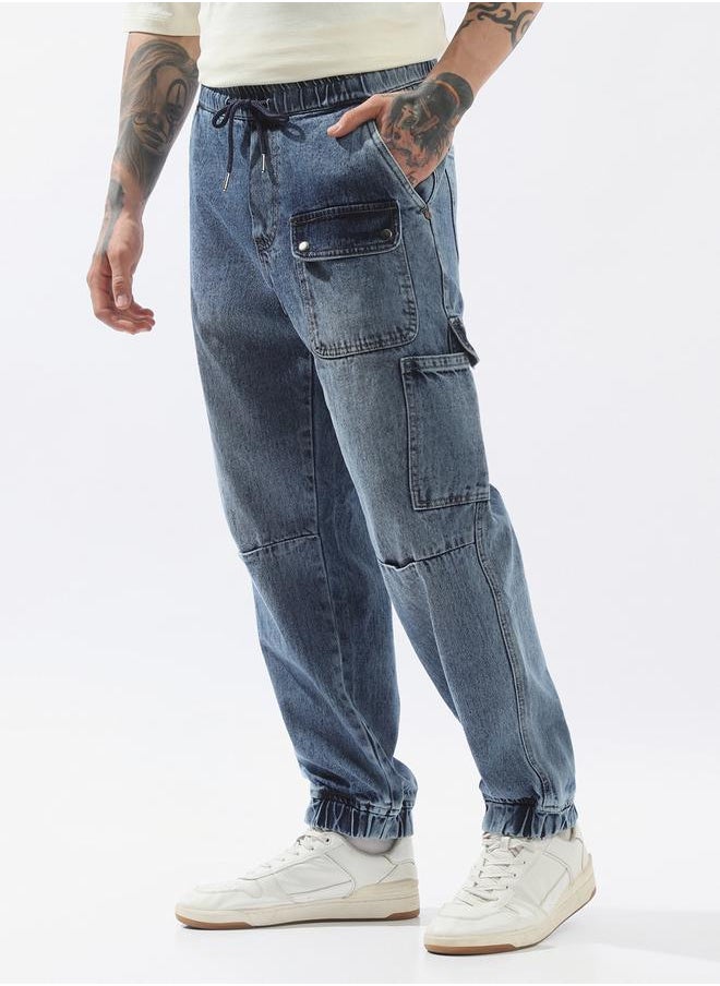 Hubberholme Men Comfort Relaxed Fit Mid-Rise Cargo Jogger Jeans  - Image 3