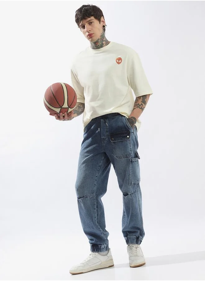 هوبرهولمي Blue Jeans Plain Button Woven Full Cargo Mid-rise for Men – Make every day iconic