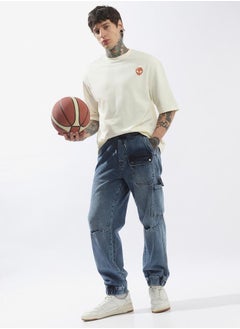 Hubberholme Men Comfort Relaxed Fit Mid-Rise Cargo Jogger Jeans  - Image 1