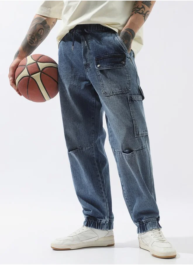 هوبرهولمي Blue Jeans Plain Button Woven Full Cargo Mid-rise for Men – Make every day iconic