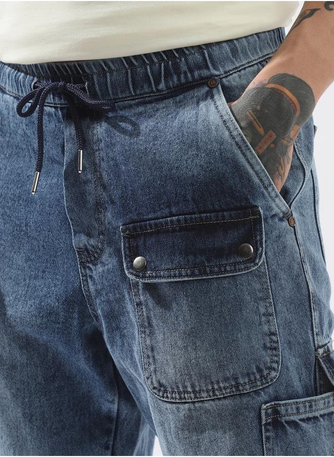 Hubberholme Men Comfort Relaxed Fit Mid-Rise Cargo Jogger Jeans  - Image 5