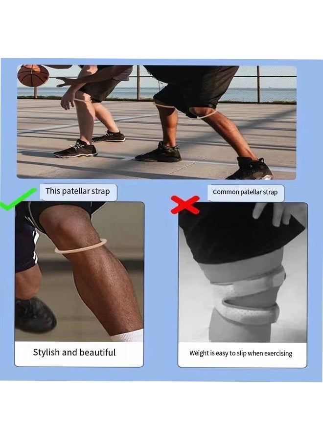 Patella Knee Pads, Thin Patella Strap Basketball Knee Strap, Strap Rubber Band Knee Brace,Elastic Fixed Protective Strap for Working Out Basketball Running(2PCS Gray) - Image 2