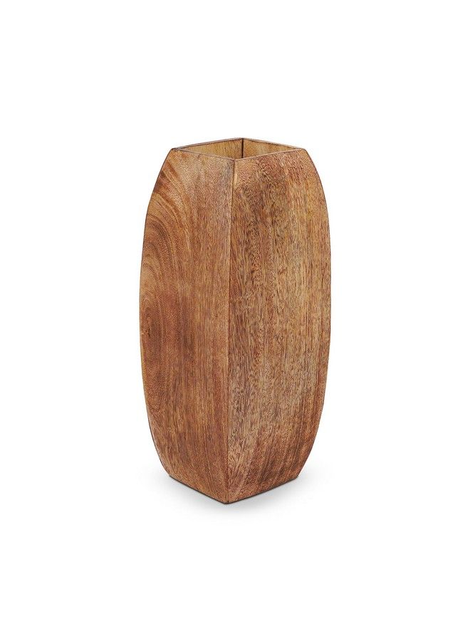 Mela Artisans Large Wood Vase Manas Style With Medium Burnt Finish ; 12" X 3.5" X 3.5" ; Wooden Vases For Home Decor ; Decorative Rustic Natural Mango Wood Vases ; Elegant Wood Flower & Bud Vase - Image 2