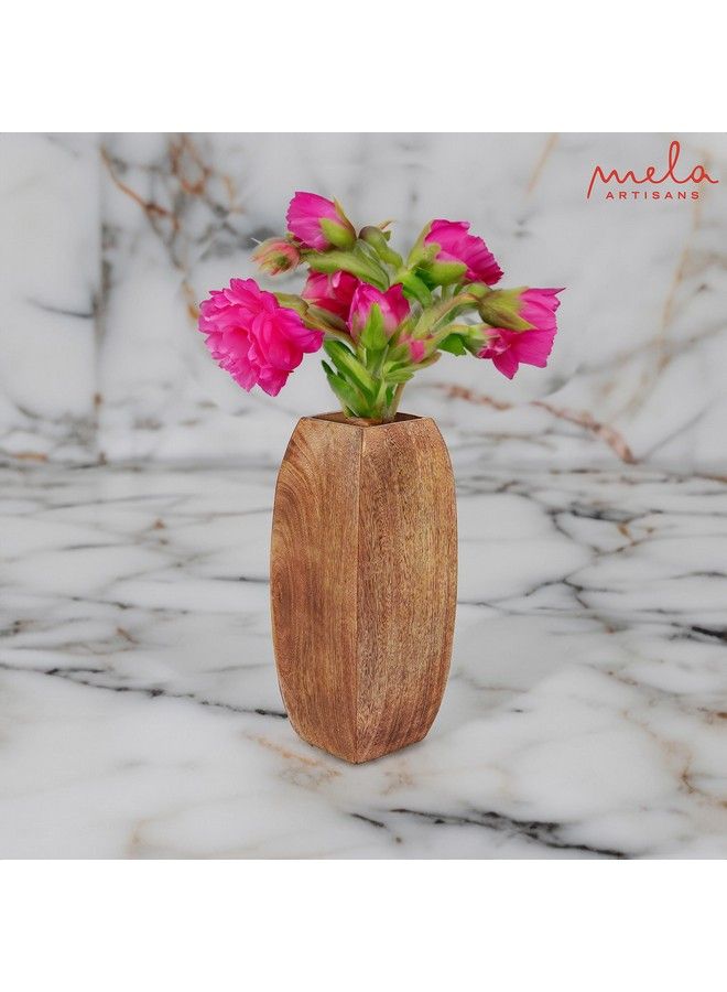 Mela Artisans Large Wood Vase Manas Style With Medium Burnt Finish ; 12" X 3.5" X 3.5" ; Wooden Vases For Home Decor ; Decorative Rustic Natural Mango Wood Vases ; Elegant Wood Flower & Bud Vase - Image 5