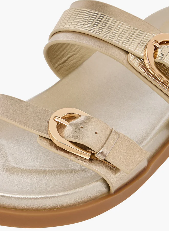 Celeste Women's Buckle Accent Slip-On Flat Sandals