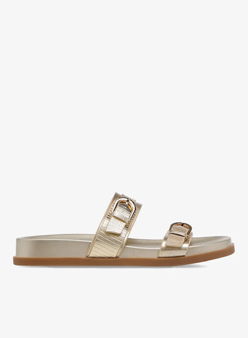 سيليست صنادل نسائية مسطحة سهلة الارتداء بزخرفة إبزيم