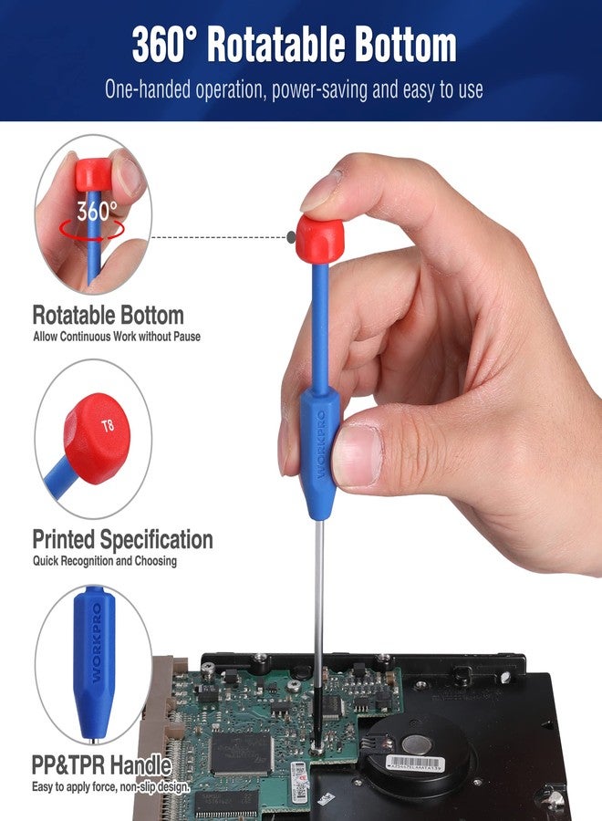 WORKPRO 12 in 1 Torx Screwdriver Set with T3 T4 T5 T6 T8 T10 Security Torx Bit & Precision Magnetic Screwdrivers, Tweezers,Pry Bars, Spudger for Eyeglass, Watch, Computer, Phone, with Case - Image 4
