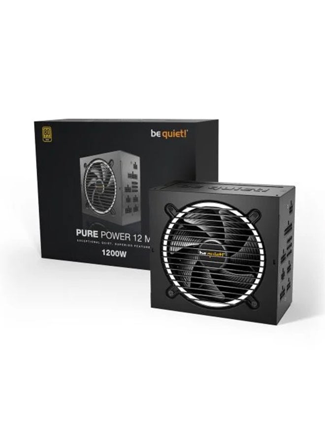 be quiet! Pure Power 12 M Fully Modular Power Supply, 1200W Power, 80 Plus Gold Efficiency, 120mm Be Quiet! Fan, 2x Strong 12V-Rails, Active PFC, LLC + SR + DC/DC Technology, Black | BN346 - Image 1