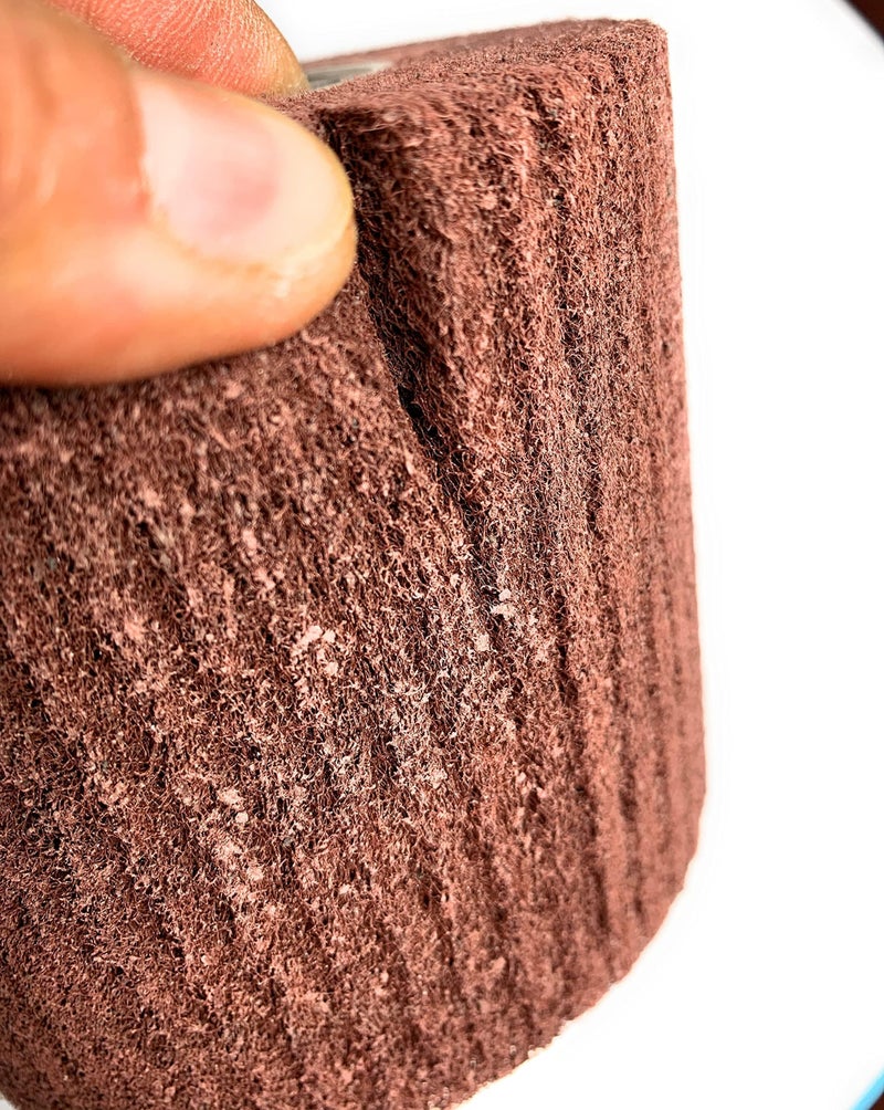 Signi Non Woven Abrasive Drawing Polishing Burnishing Wheel Flap Brush for Surface Treatment Stainless Steel, Aluminum, Copper,Metal 120x100x19mm (320 Grit) - Image 3