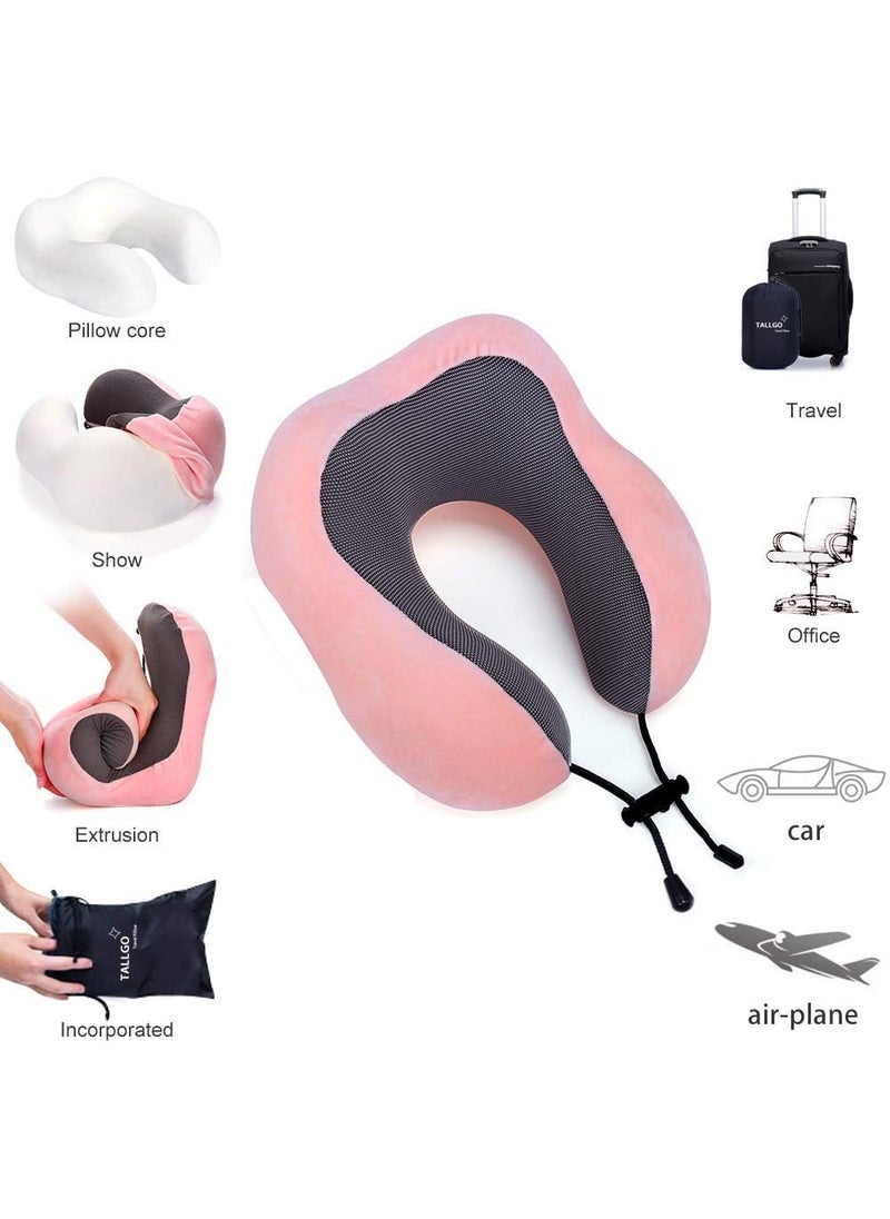 IDITRI EXPORT IDITRI EXPORT Neck Pillow for Travel Memory Foam Travel Neck Rest Support Pillow Travel Pillow for Flights Train and Car with Travel Bag Pink  - Image 2